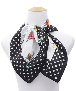 Flower And Polka Dots Scarf SF320176 BLACK2